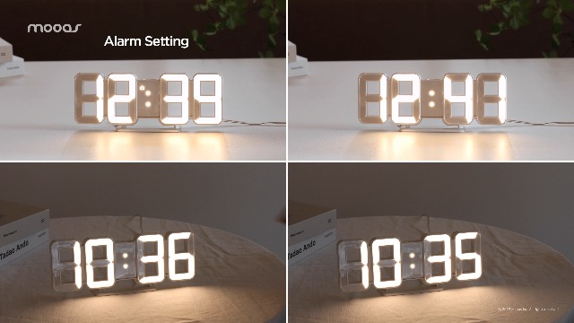 Amazon.co.jp: mooas ピュア ミニ ホワイトゴールド 3D LED時計 多機能